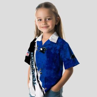 Custom Carolina Panthers Aloha Hawaiian Shirt - Edgy Streaks Blue White Beach Shirt