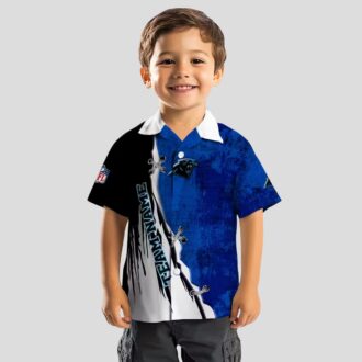 Custom Carolina Panthers Aloha Hawaiian Shirt - Edgy Streaks Blue White Beach Shirt