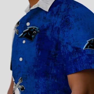 Custom Carolina Panthers Aloha Hawaiian Shirt - Edgy Streaks Blue White Beach Shirt