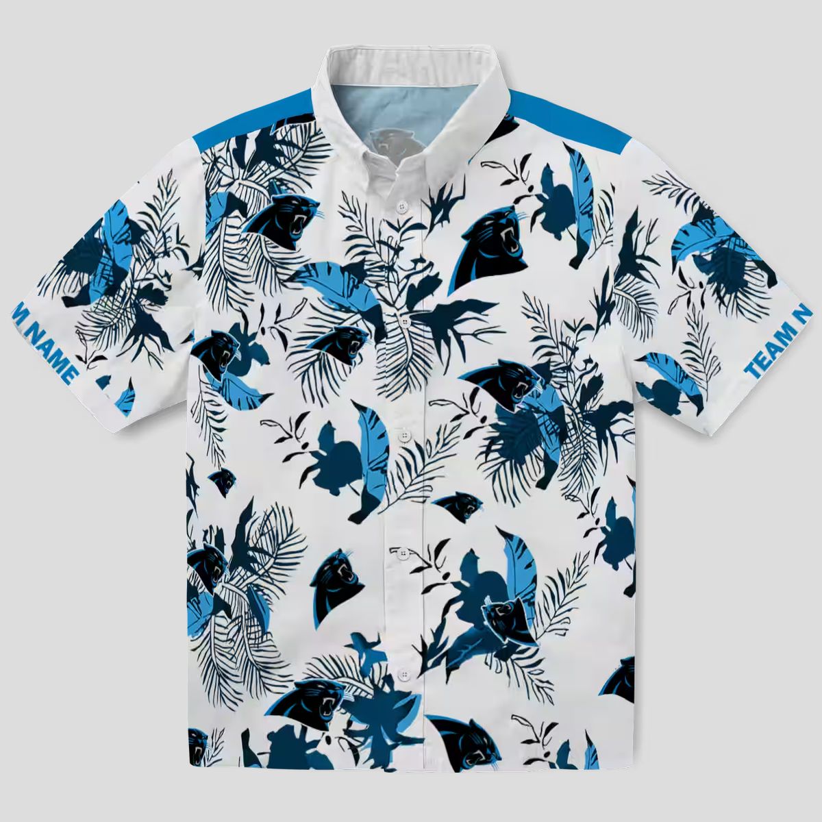 Custom Carolina Panthers Hawaiian Shirt - Botanical Blue & White Aloha Shirt for NFL Fans
