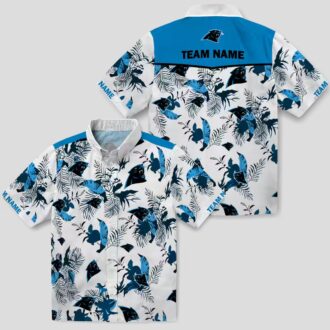 Custom Carolina Panthers Hawaiian Shirt - Botanical Blue & White Aloha Shirt for NFL Fans