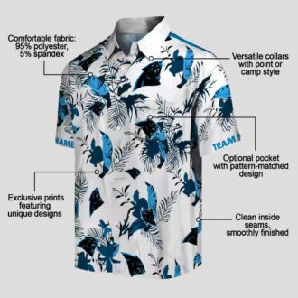 Custom Carolina Panthers Hawaiian Shirt - Botanical Blue & White Aloha Shirt for NFL Fans