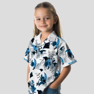 Custom Carolina Panthers Hawaiian Shirt - Botanical Blue & White Aloha Shirt for NFL Fans
