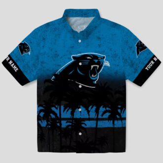 Custom Carolina Panthers Summer Hawaiian Shirt – Blue & Black Sunset Aloha Shirt