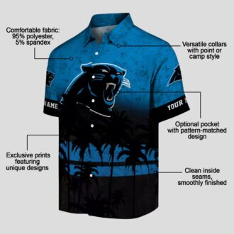 Custom Carolina Panthers Summer Hawaiian Shirt – Blue & Black Sunset Aloha Shirt