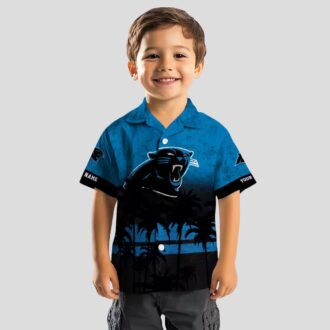 Custom Carolina Panthers Summer Hawaiian Shirt – Blue & Black Sunset Aloha Shirt