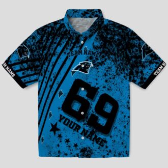 Custom NFL Carolina Panthers Hawaiian Shirt – Blue Star Stripes Short Sleeve Button Up