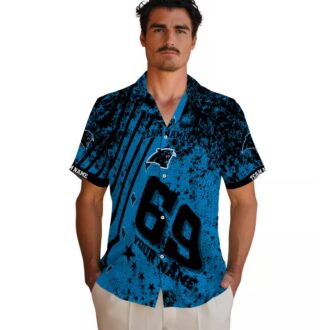 Custom NFL Carolina Panthers Hawaiian Shirt – Blue Star Stripes Short Sleeve Button Up