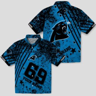 Custom NFL Carolina Panthers Hawaiian Shirt – Blue Star Stripes Short Sleeve Button Up