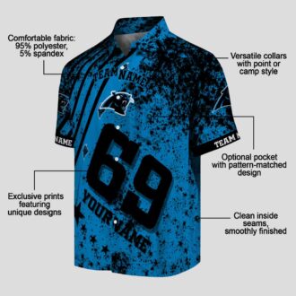 Custom NFL Carolina Panthers Hawaiian Shirt – Blue Star Stripes Short Sleeve Button Up