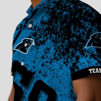 Custom NFL Carolina Panthers Hawaiian Shirt – Blue Star Stripes Short Sleeve Button Up