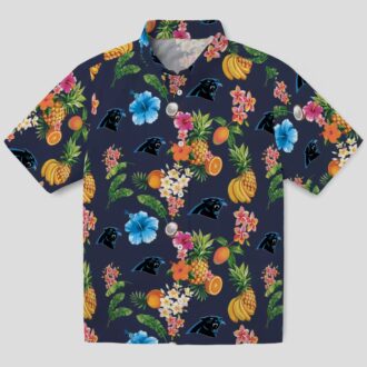 Hibiscus & Fruit Navy Blue Hawaiian Shirt – Carolina Panthers Aloha Shirt for NFL Fans