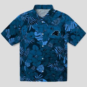 Men's Carolina Panthers Aloha Shirt - Blue Jungle Print Summer Beach Shirt
