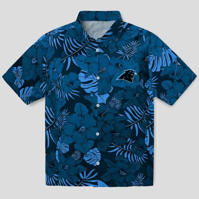 Men's Carolina Panthers Aloha Shirt - Blue Jungle Print Summer Beach Shirt