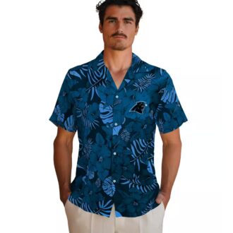 Men's Carolina Panthers Aloha Shirt - Blue Jungle Print Summer Beach Shirt