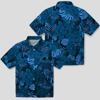 Men's Carolina Panthers Aloha Shirt - Blue Jungle Print Summer Beach Shirt