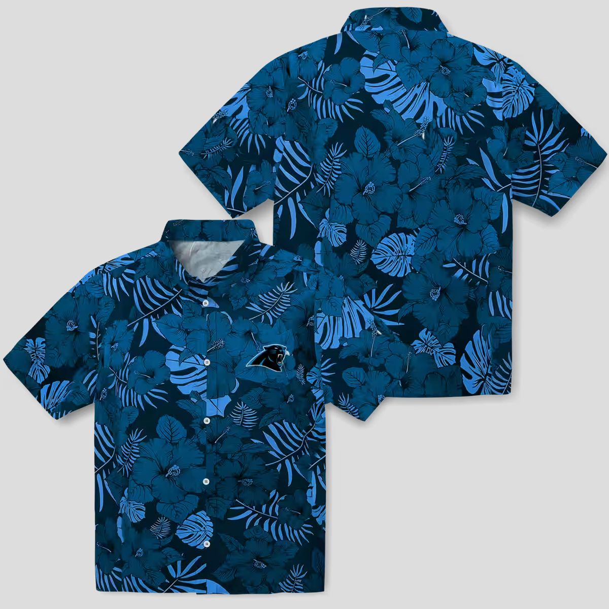 Men's Carolina Panthers Aloha Shirt - Blue Jungle Print Summer Beach Shirt