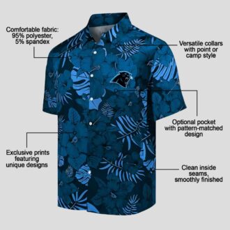 Men's Carolina Panthers Aloha Shirt - Blue Jungle Print Summer Beach Shirt