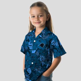 Men's Carolina Panthers Aloha Shirt - Blue Jungle Print Summer Beach Shirt