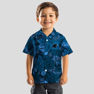 Men's Carolina Panthers Aloha Shirt - Blue Jungle Print Summer Beach Shirt