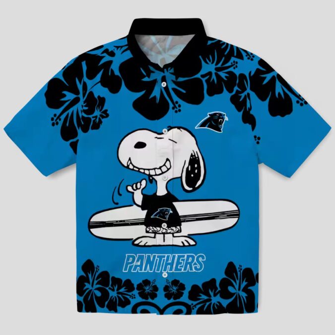 Men’s Carolina Panthers Snoopy Blue White Hawaiian Shirt – Surf & Beach Resort Wear