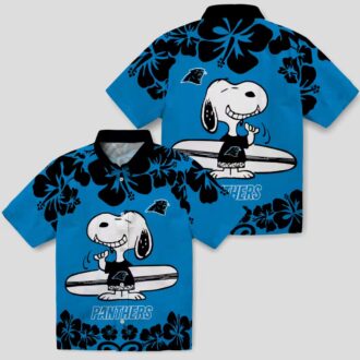Men’s Carolina Panthers Snoopy Blue White Hawaiian Shirt – Surf & Beach Resort Wear