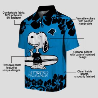 Men’s Carolina Panthers Snoopy Blue White Hawaiian Shirt – Surf & Beach Resort Wear