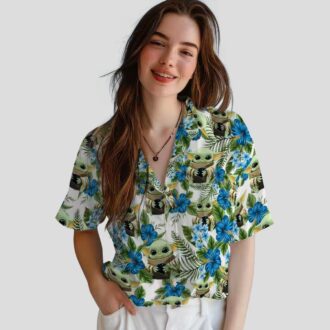 Men’s Carolina Panthers Tropical Hawaiian Shirt – Yoda Green Button Up for Summer