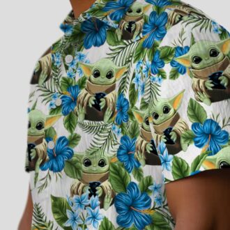 Men’s Carolina Panthers Tropical Hawaiian Shirt – Yoda Green Button Up for Summer