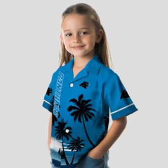 NFL Carolina Panthers Beach Sunset Hawaiian Shirt – Blue & Black Summer Button Up Shirt