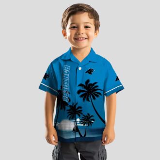NFL Carolina Panthers Beach Sunset Hawaiian Shirt – Blue & Black Summer Button Up Shirt
