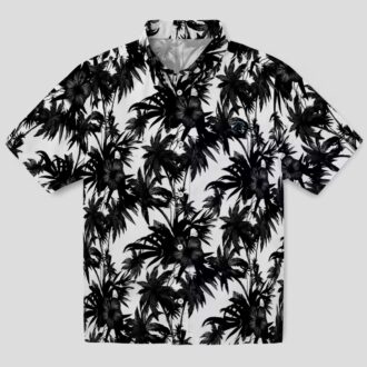 NFL Carolina Panthers Black & White Hawaiian Shirt, Palm Motifs Print Summer Wear