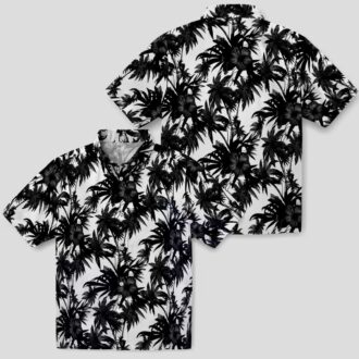 NFL Carolina Panthers Black & White Hawaiian Shirt, Palm Motifs Print Summer Wear