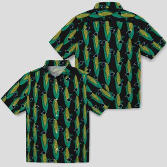 NFL Carolina Panthers Black Green Hawaiian Shirt – Summer Aloha Shirt with Corn Motifs