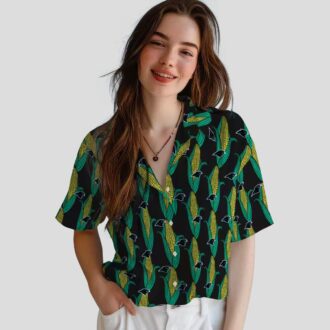NFL Carolina Panthers Black Green Hawaiian Shirt – Summer Aloha Shirt with Corn Motifs