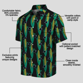 NFL Carolina Panthers Black Green Hawaiian Shirt – Summer Aloha Shirt with Corn Motifs