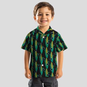 NFL Carolina Panthers Black Green Hawaiian Shirt – Summer Aloha Shirt with Corn Motifs