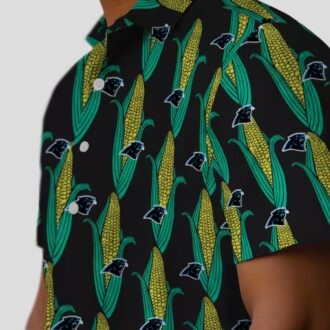 NFL Carolina Panthers Black Green Hawaiian Shirt – Summer Aloha Shirt with Corn Motifs