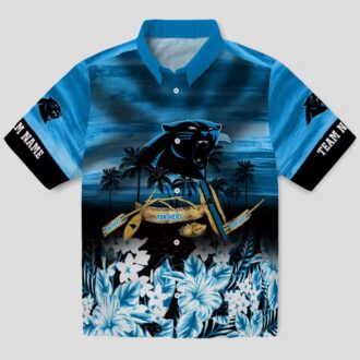 NFL Carolina Panthers Canoe Blue Aloha Shirt – Custom Tropical Button Up for Fans