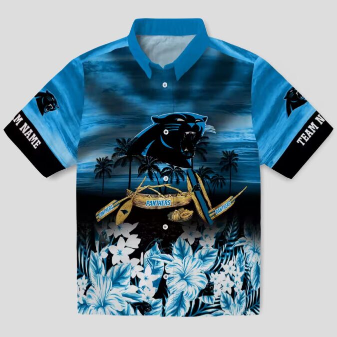 NFL Carolina Panthers Canoe Blue Aloha Shirt – Custom Tropical Button Up for Fans