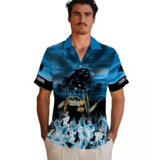 NFL Carolina Panthers Canoe Blue Aloha Shirt – Custom Tropical Button Up for Fans