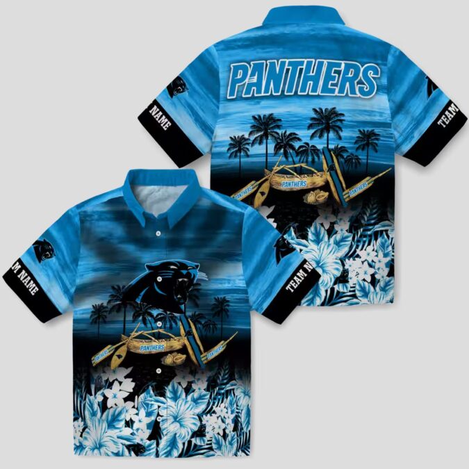 NFL Carolina Panthers Canoe Blue Aloha Shirt – Custom Tropical Button Up for Fans