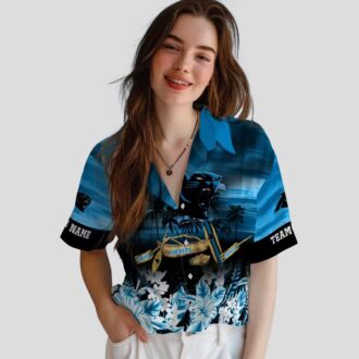 NFL Carolina Panthers Canoe Blue Aloha Shirt – Custom Tropical Button Up for Fans