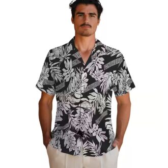 NFL Carolina Panthers Floral Hawaiian Shirt – Black Monstera Leaf Summer Vacation Shirt