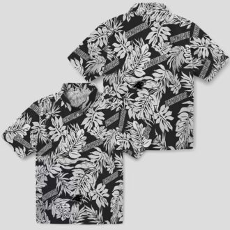 NFL Carolina Panthers Floral Hawaiian Shirt – Black Monstera Leaf Summer Vacation Shirt