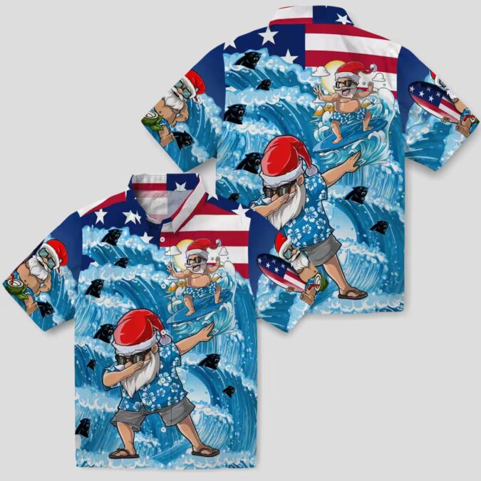 NFL Carolina Panthers Holiday Hawaiian Shirt – Surfing Santa Blue Aloha Shirt