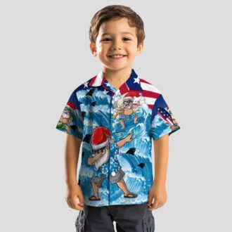 NFL Carolina Panthers Holiday Hawaiian Shirt – Surfing Santa Blue Aloha Shirt