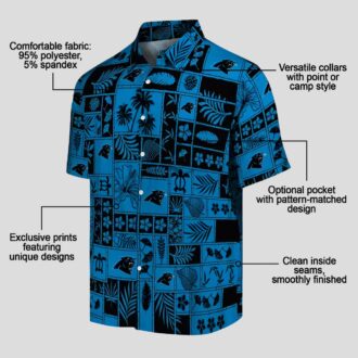 NFL Carolina Panthers Luau Party Hawaiian Shirt – Summer Aloha Patchwork in Blue & Black