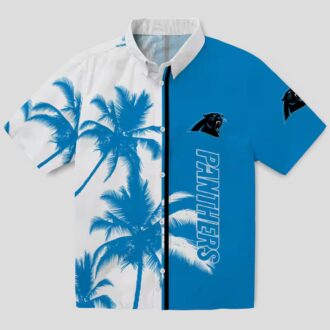 NFL Carolina Panthers Palm Trees Aloha Shirt – Blue & White Tropical Beachwear