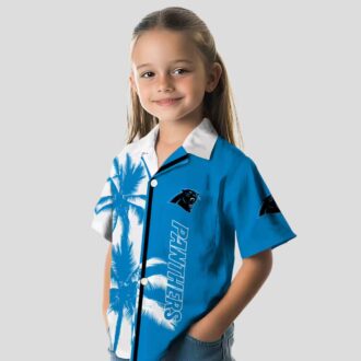 NFL Carolina Panthers Palm Trees Aloha Shirt – Blue & White Tropical Beachwear
